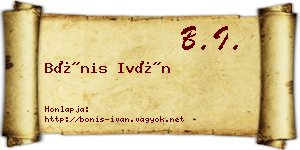 Bónis Iván névjegykártya